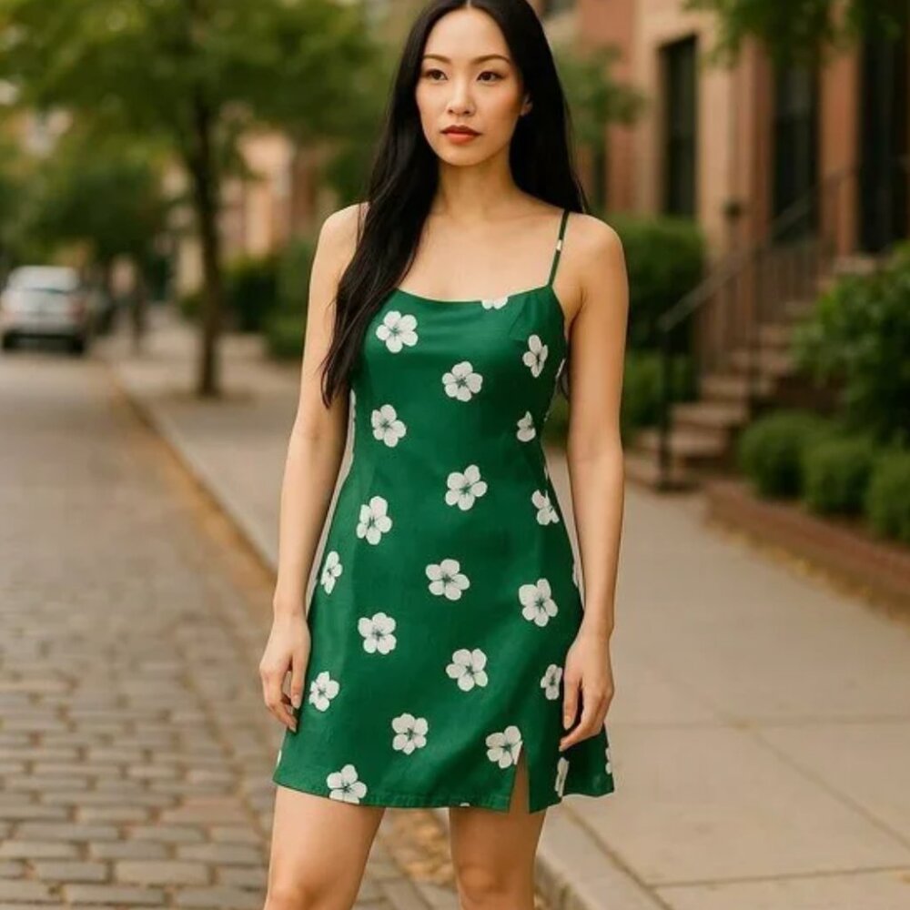 Princess Polly Green Flower Mini Dress 3686 - Picture 7 of 7